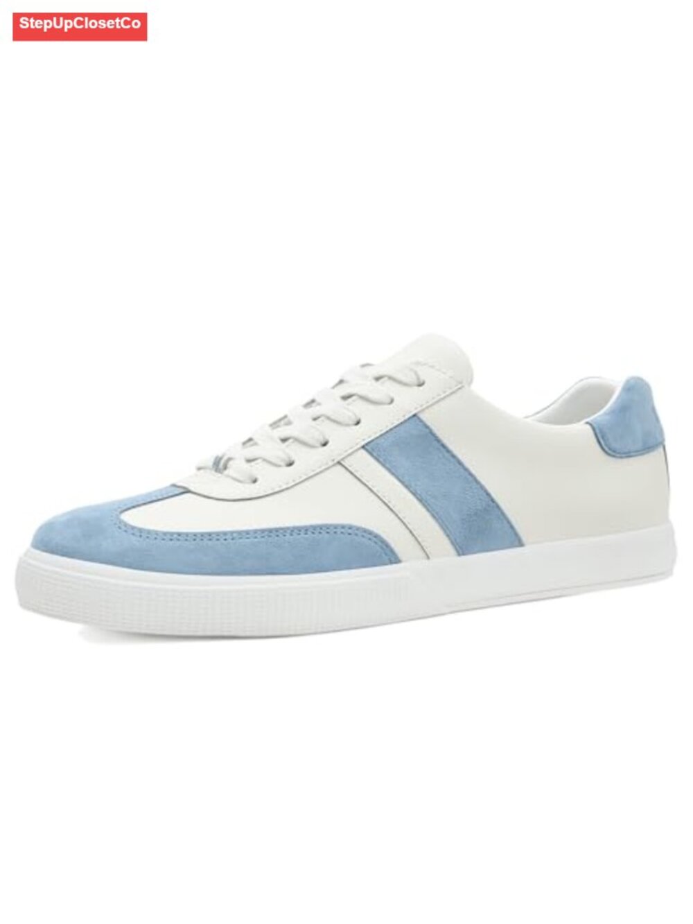 Leather Suede Lace Up Sneakers Round Toe Rubber Sole Casual